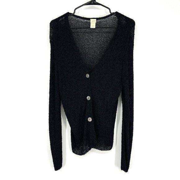 J.Jill Cardigan Black Button Down V Neck Long Sleeve Open Knit - Picture 1 of 7